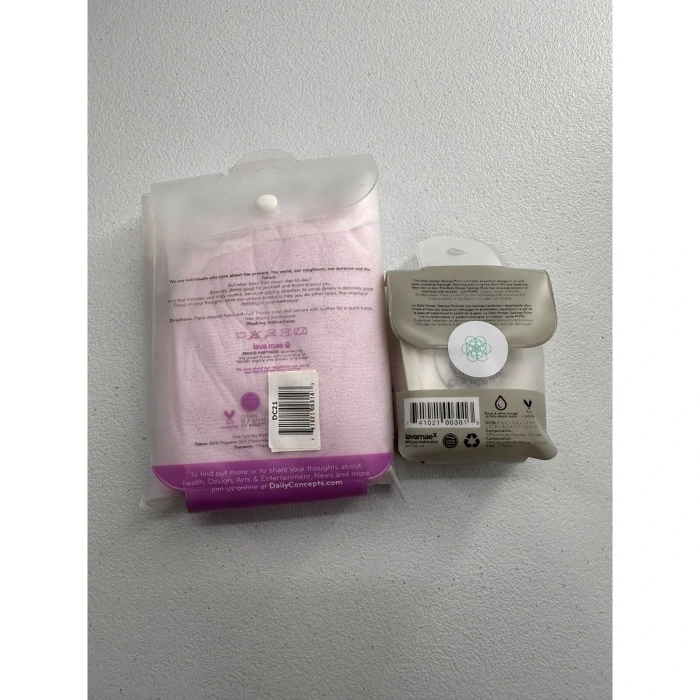 Daily Concepts Vegan Daily‎ Konjac Sponge Your Hair Wrap Towel Gift Set Spa
